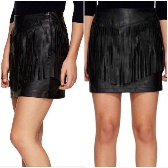Jack by BB Dakota Vegan Leather Fringe Mini Skirt - Picture 1 of 8